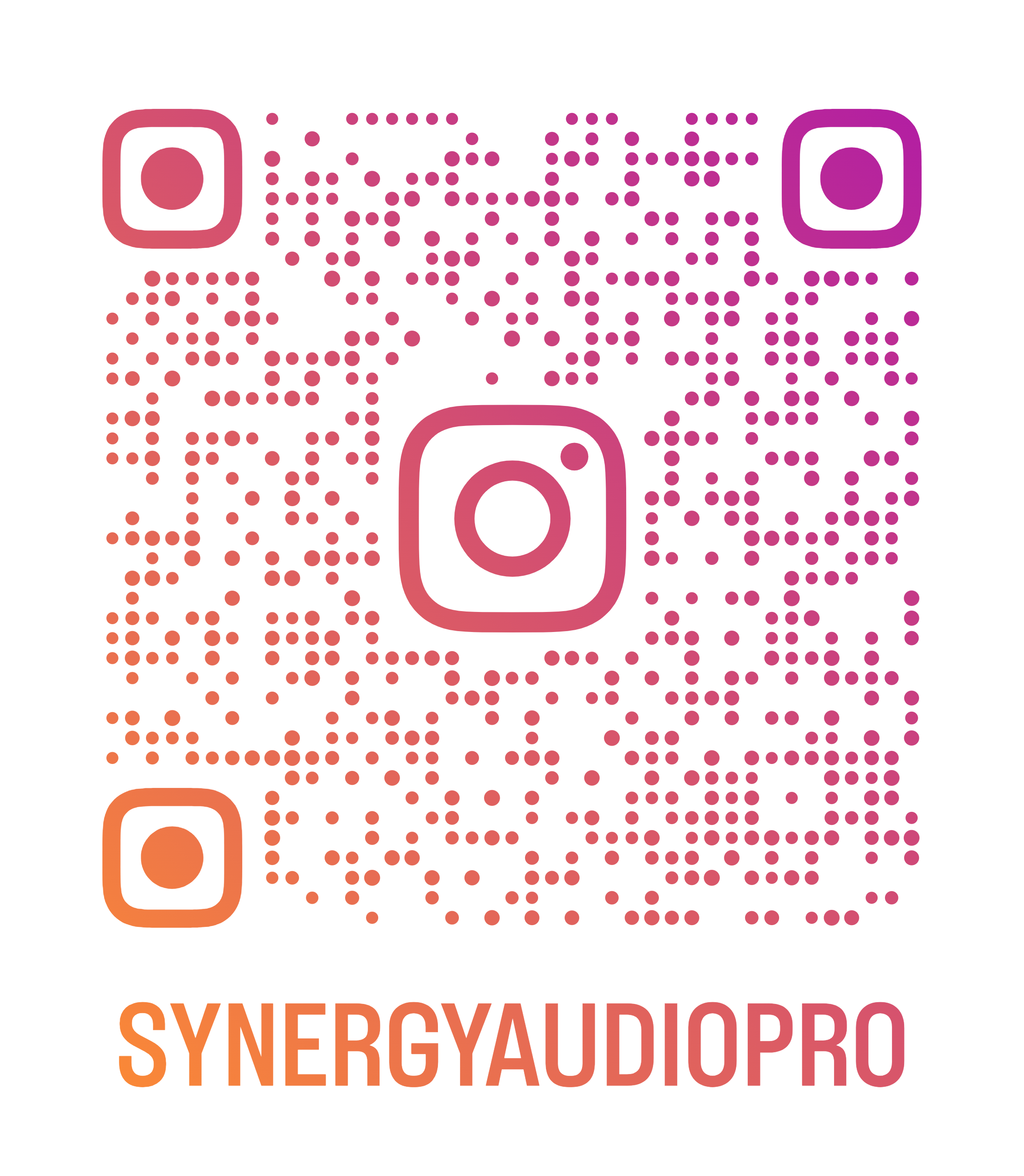 Scan to follow @synergyaudiopro on Instagram